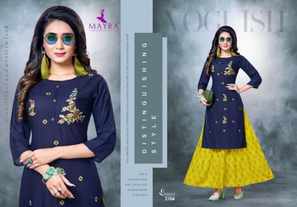 Mayra Breeza Rayon Designer Kurti With Skirt Collection 